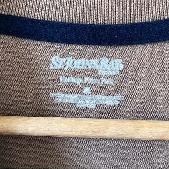 St. John’s Bay Heritage Pique Polo, Tan, Size M - Picture 3 of 7